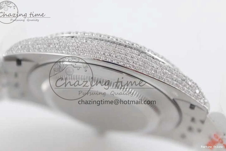 0224 Refined Datejust 41 SS Full Diamonds TWF 1:1 Best Edition Gray Roman Markers Dial on Jubilee Bracelet A 2389